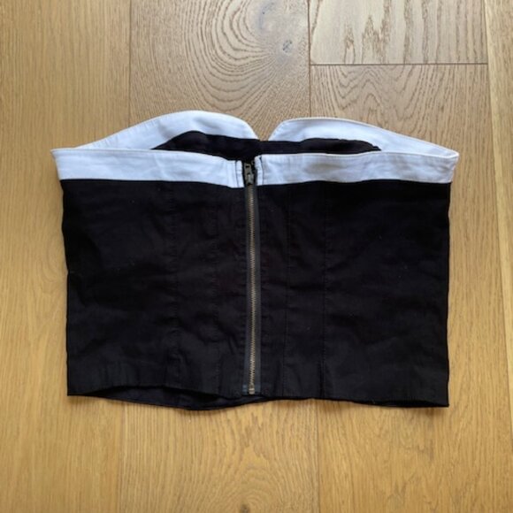 Maeve Strapless Black and White Peekaboo Top Size Small - Picture 3 of 4